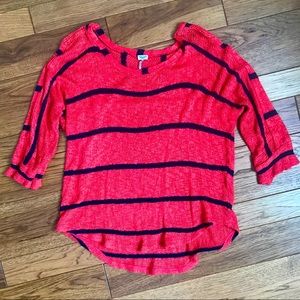Splendid Orange & Navy Stripe Sweater